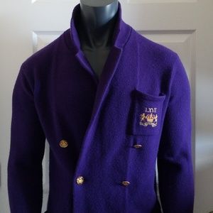 Mens vintage blazer cashmere wool blend purple L